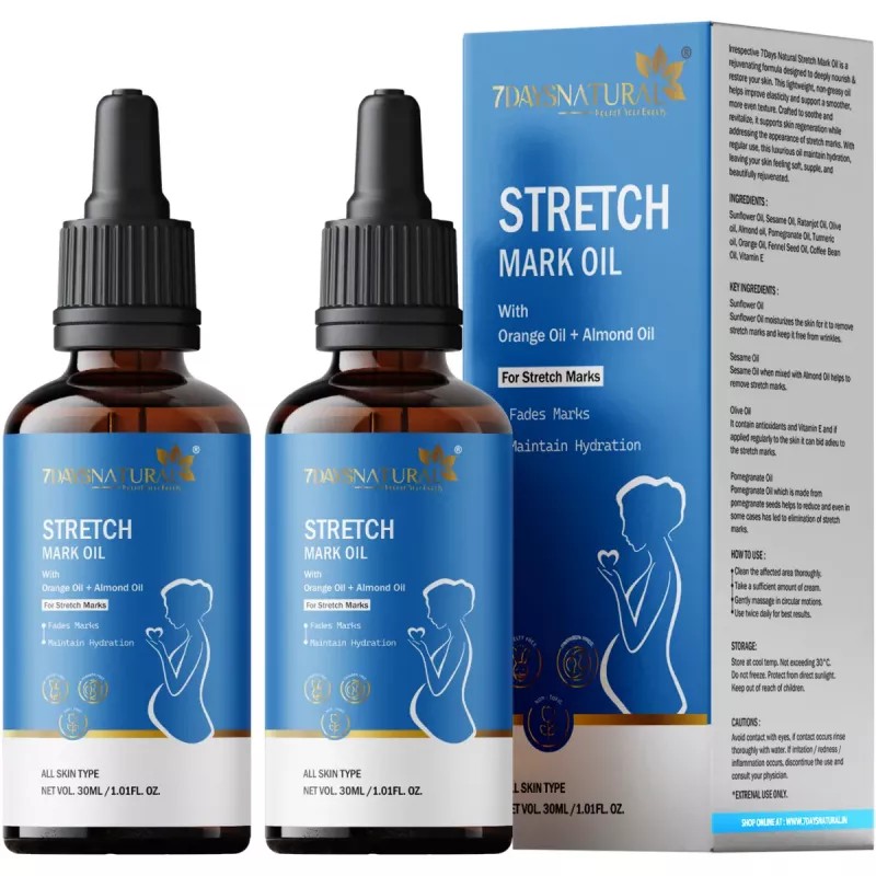 7Days Natural Stretch Mark Oil (30ml, Pack of 2)