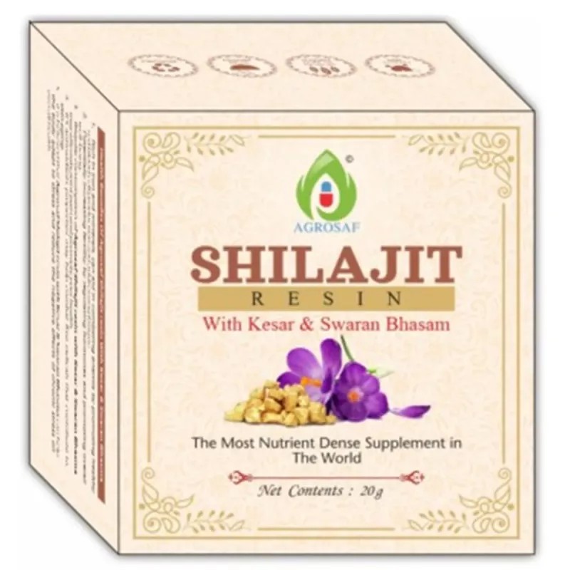 Agrosaf Pharmaceuticals Shilajit Resin With Kesar & Swaran Bhasam (20g)
