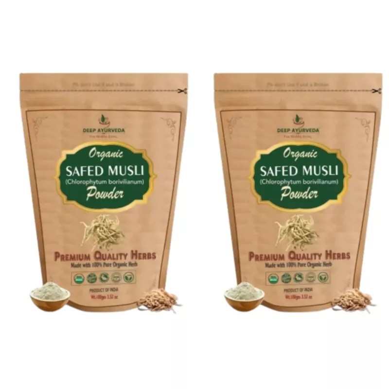 Deep Ayurveda Organic Safed Musli (Chlorophytum Borivilianum) Powder (100g, Pack of 2)