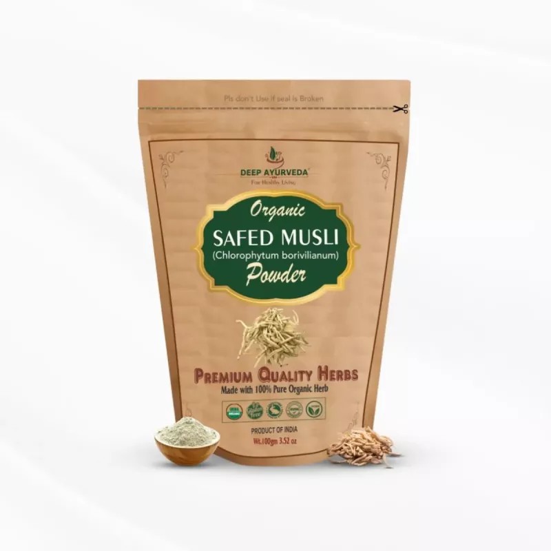Deep Ayurveda Organic Safed Musli (Chlorophytum Borivilianum) Powder (100g, Pack of 2)