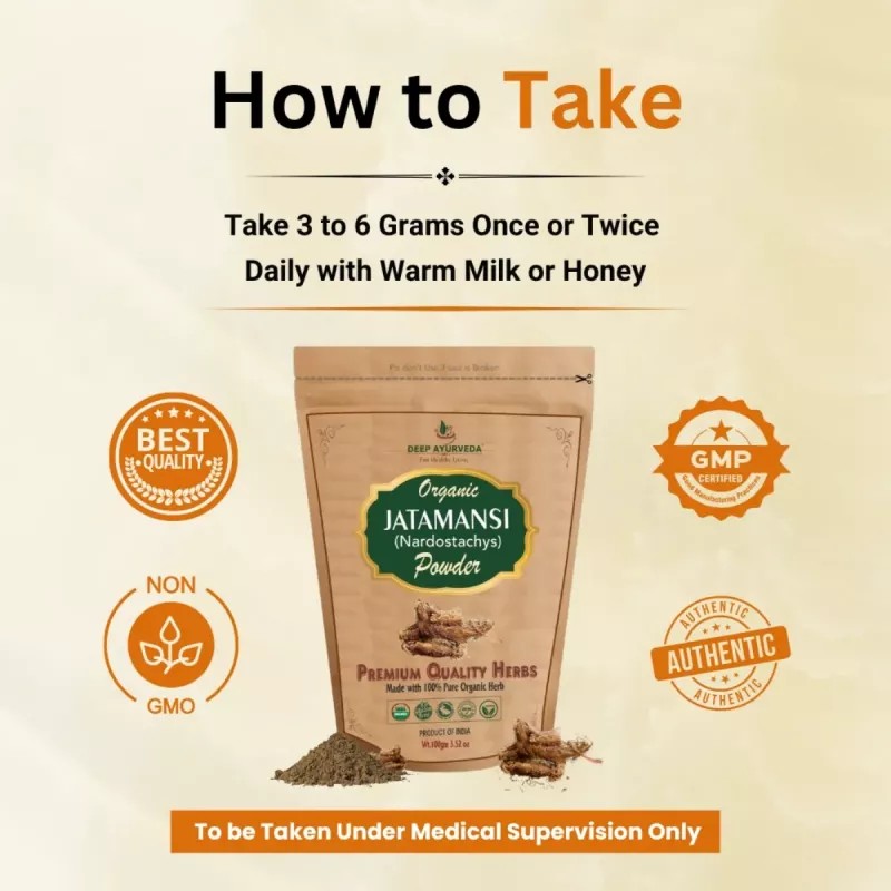 Deep Ayurveda Organic Jatamansi (Nardostachys) Powder (100g, Pack of 2)