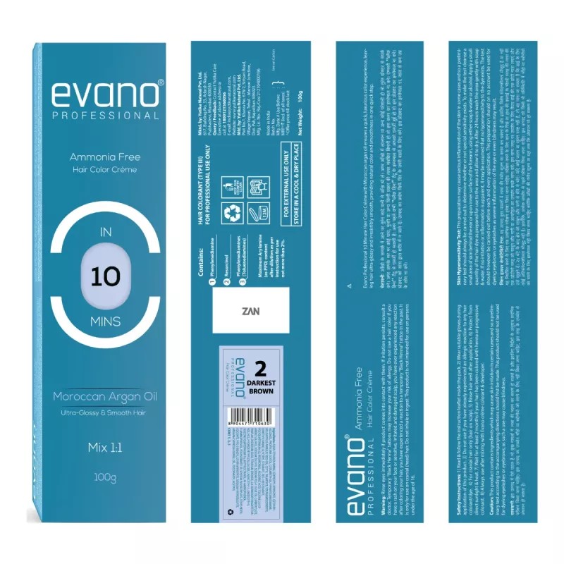 EVANO In 10 Mins Hair Cream Darkest Brown (100g)
