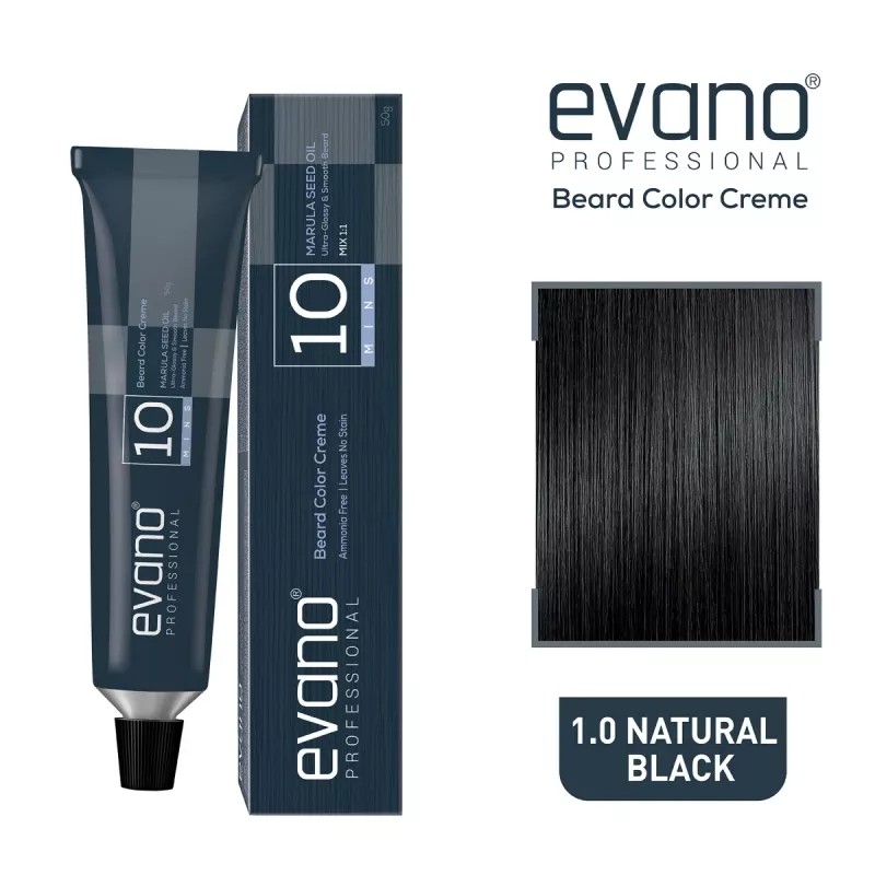 EVANO Beard Colour Creme For Men 1.0 Natural Black (50g)