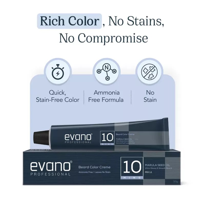 EVANO Beard Colour Creme For Men 1.0 Natural Black (50g)