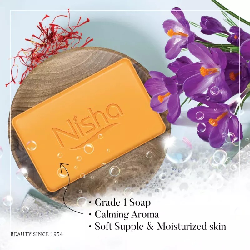 Nisha Luxury Soap Saffron & Sandal (100g, Pack of 10)