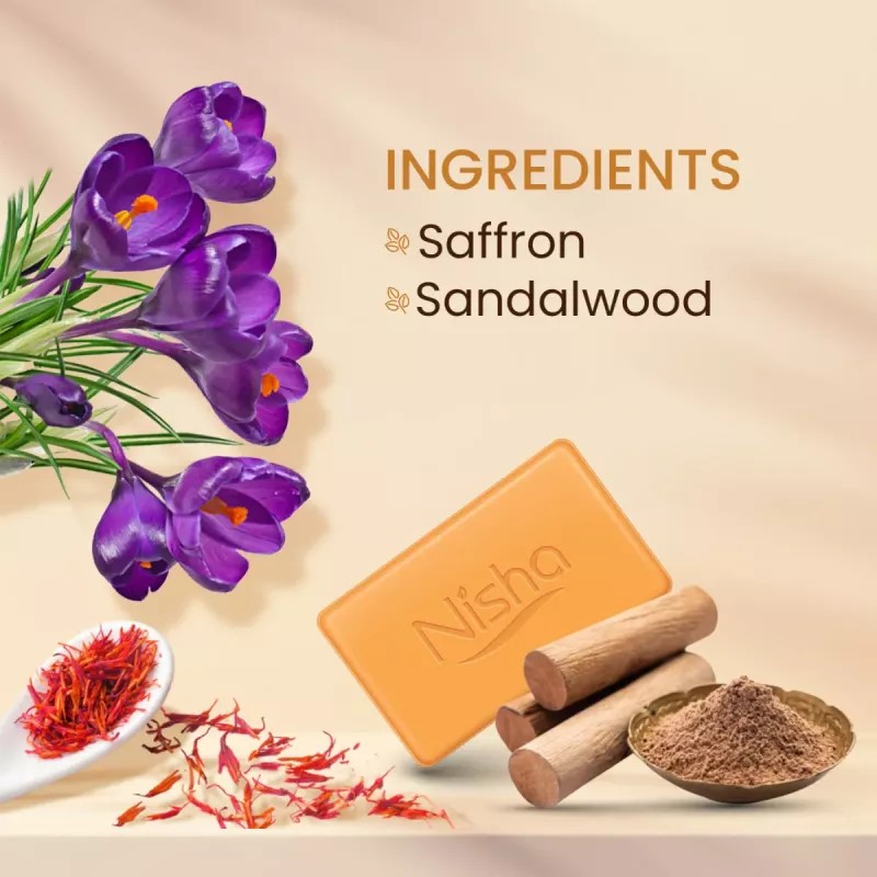Nisha Luxury Soap Saffron & Sandal (100g, Pack of 10)