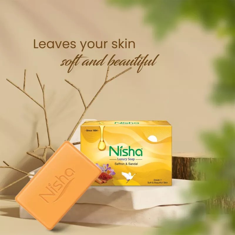 Nisha Luxury Soap Saffron & Sandal (100g, Pack of 10)