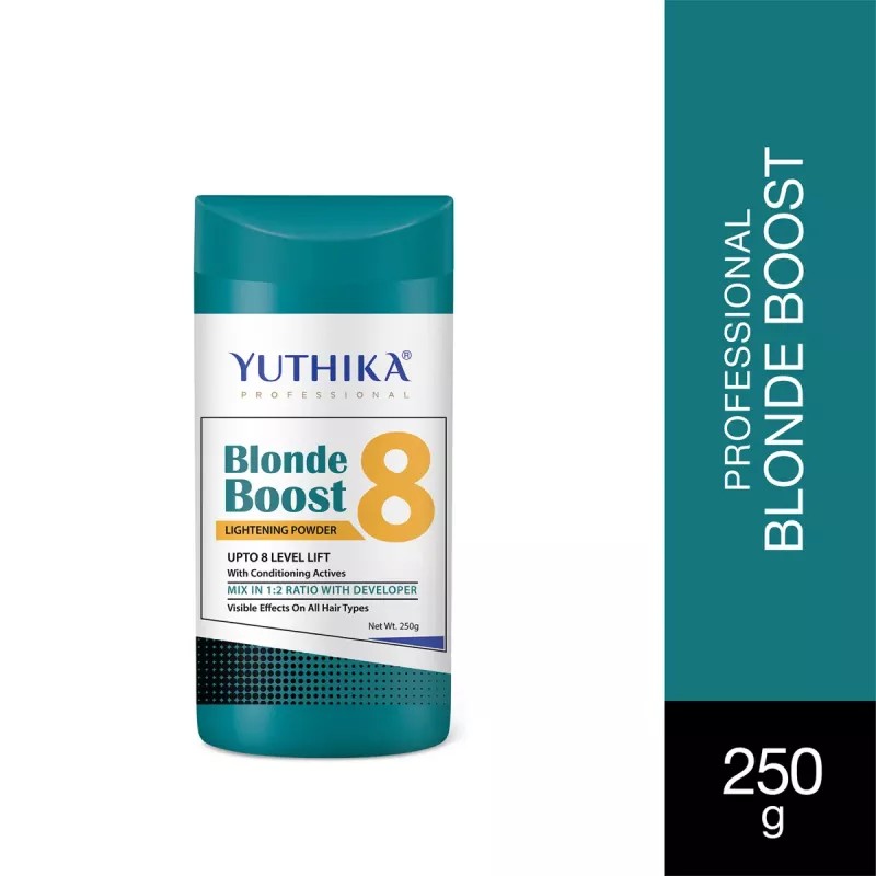 Yuthika Blonder Powder 8 + Hair Color Developer 20 Volume 6% (Powder 250g + Developer 500ml) (1Pack)