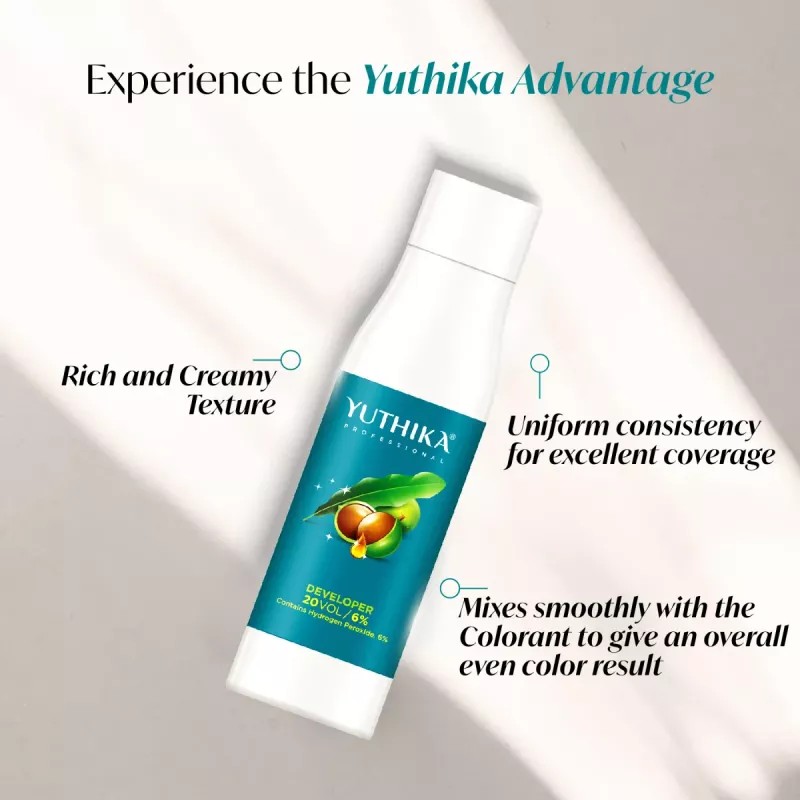 Yuthika Blonder Powder 8 + Hair Color Developer 20 Volume 6% (Powder 250g + Developer 500ml) (1Pack)