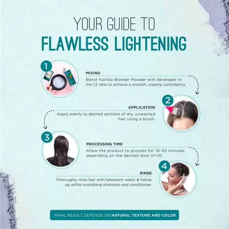 Yuthika Blonder Powder 8 + Hair Color Developer 20 Volume 6% (Powder 250g + Developer 500ml) (1Pack)