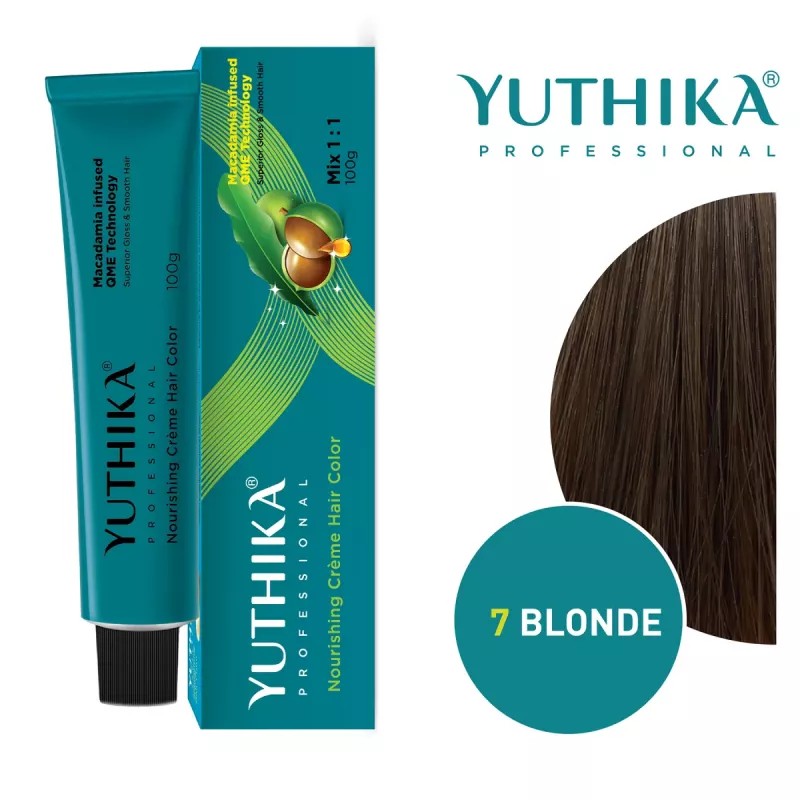 Yuthika 7.0 Blonde Hair Colour + Developer 30 Volume 9% (Hair Color 100g + Developer 150ml) (1Pack)