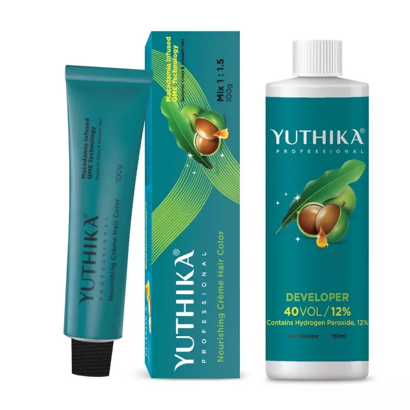Yuthika 9.0 Very Light Blonde Hair Colour + Developer 40 Volume 12% (Hair Color 100g + Developer 150ml) (1Pack)