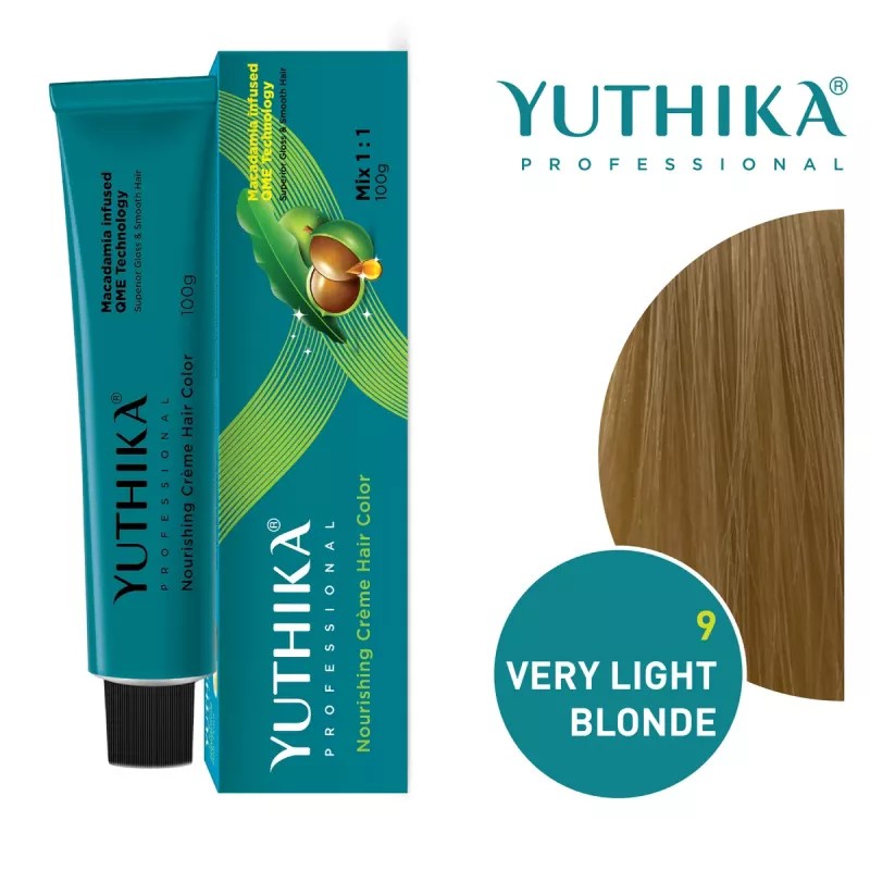 Yuthika 9.0 Very Light Blonde Hair Colour + Developer 40 Volume 12% (Hair Color 100g + Developer 150ml) (1Pack)