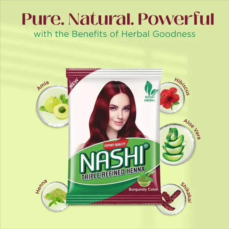 Nashi Triple Refined Henna Powder Burgundy Color (500g)