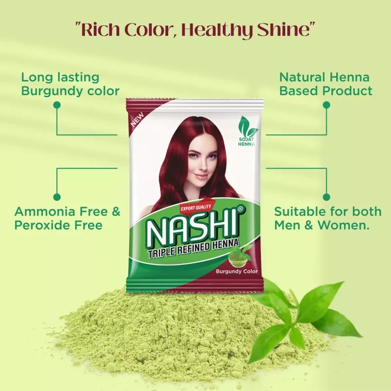 Nashi Triple Refined Henna Powder Burgundy Color (500g)
