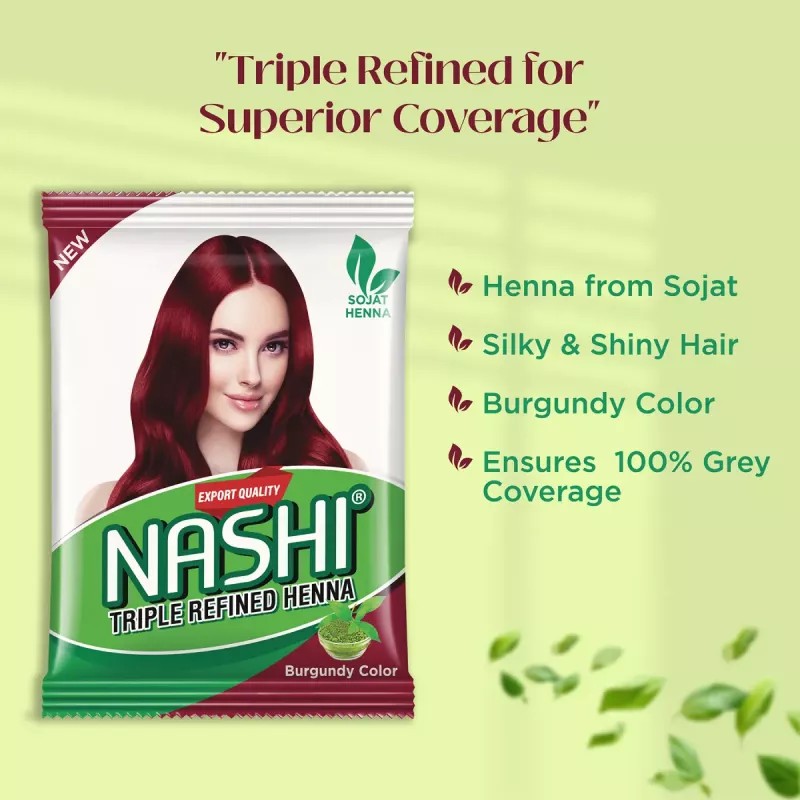 Nashi Triple Refined Henna Powder Burgundy Color (500g)