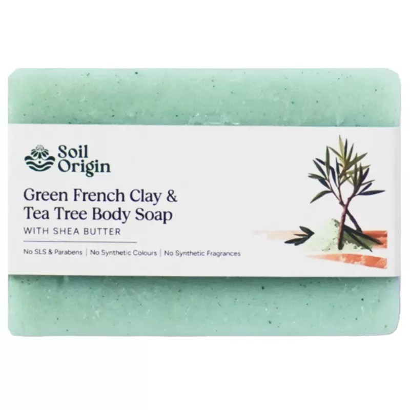 Soil Origin Green French Clay & Tea Tree Body Soap With Shea Butter (100g)