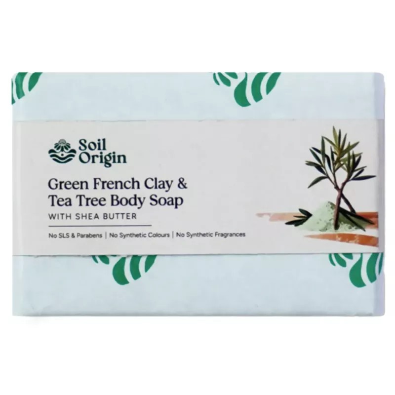 Soil Origin Green French Clay & Tea Tree Body Soap With Shea Butter (100g)