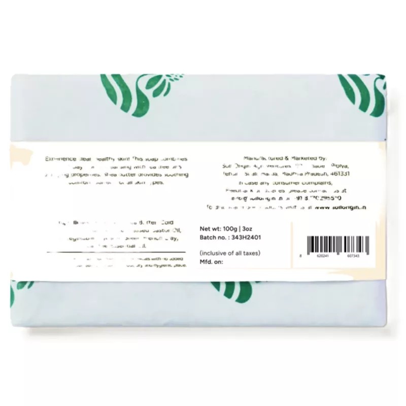 Soil Origin Green French Clay & Tea Tree Body Soap With Shea Butter (100g)