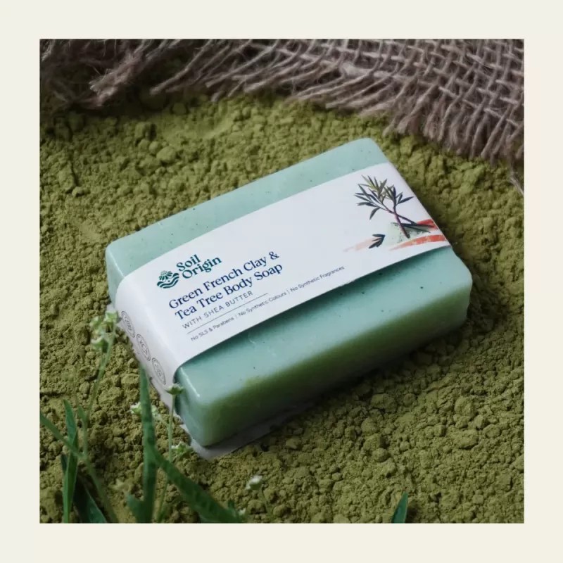 Soil Origin Green French Clay & Tea Tree Body Soap With Shea Butter (100g)