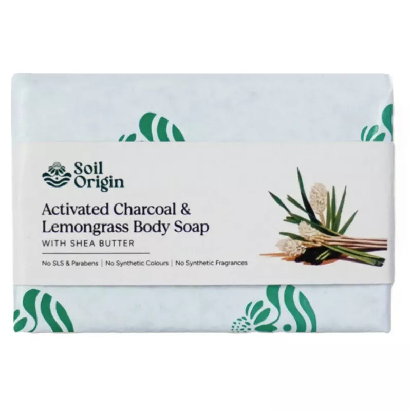 Soil Origin ⁠⁠Activated Charcoal & Lemongrass Body Soap With Shea Butter (100g)