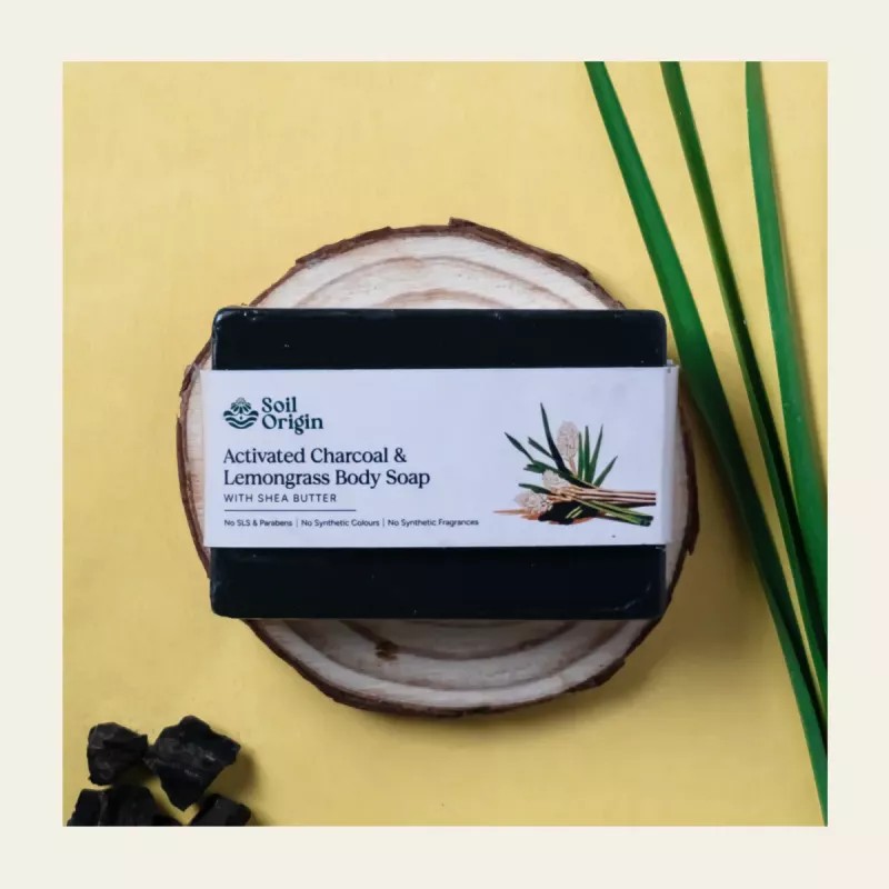 Soil Origin ⁠⁠Activated Charcoal & Lemongrass Body Soap With Shea Butter (100g)