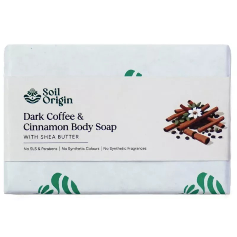 Soil Origin ⁠Dark Coffee And Cinnamon Body Soap With Shea Butter (100g)