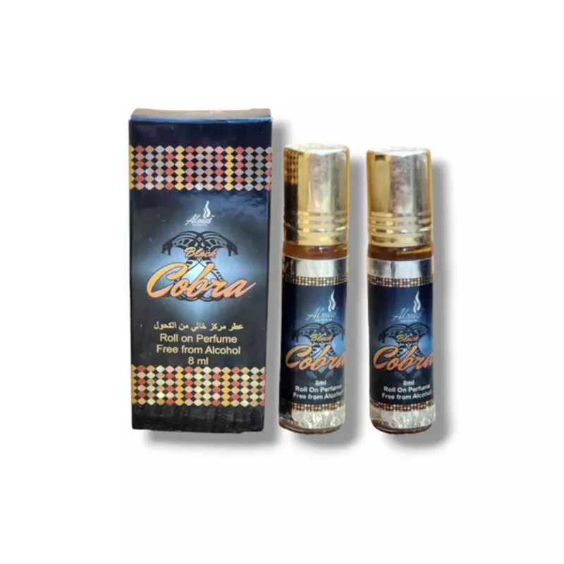 Almas Black Cobra Roll-On Perfume Free From Alcohol (8ml, Pack of 2)