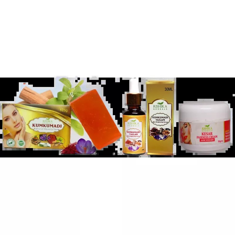 Rishika Herbals Best Skin Brightening Combo (Soap 125g + Oil 30ml + Cream 30g) (1Pack)