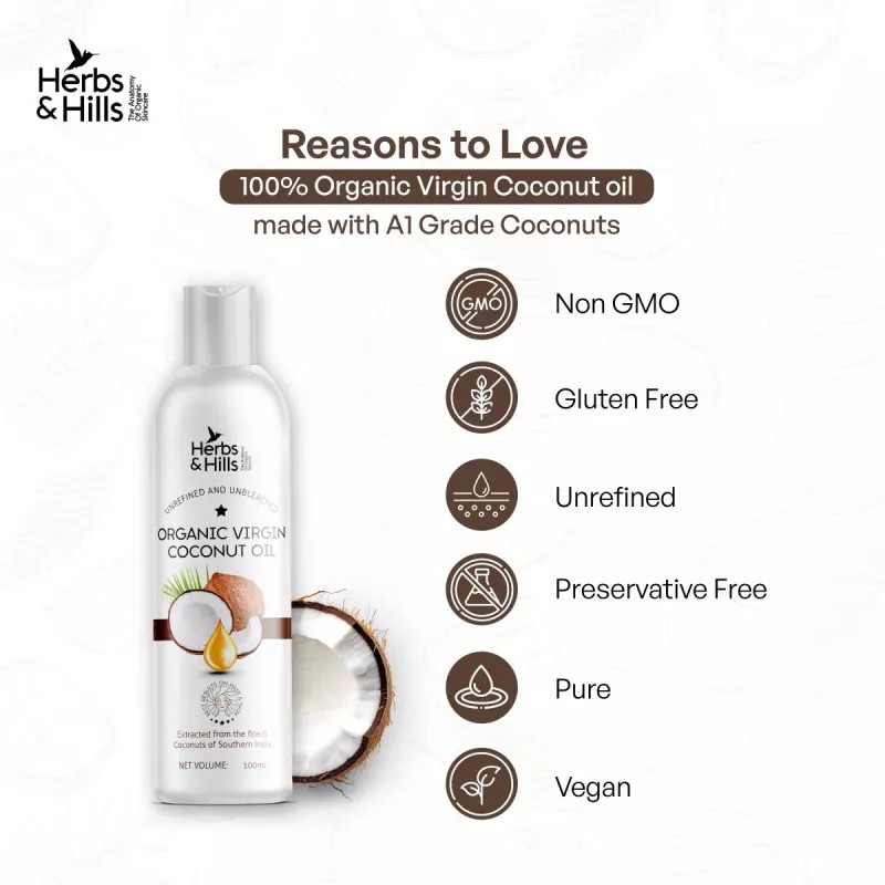 Herbs and Hills Organic Virgin Coconut Oil (300ml)