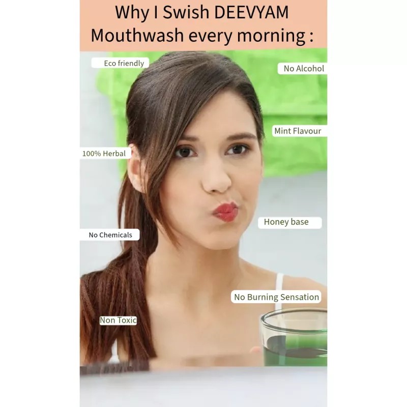 Deevyam Herbal Aloevera & Tulsi Mouthwash (100ml, Pack of 2)