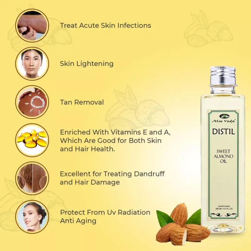 Aloe Veda Distil Sweet Almond Oil (200ml)