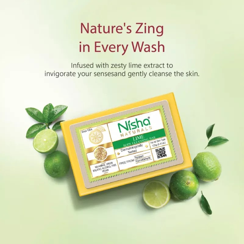 Nisha Lime Body Cleansing Bar (125g)
