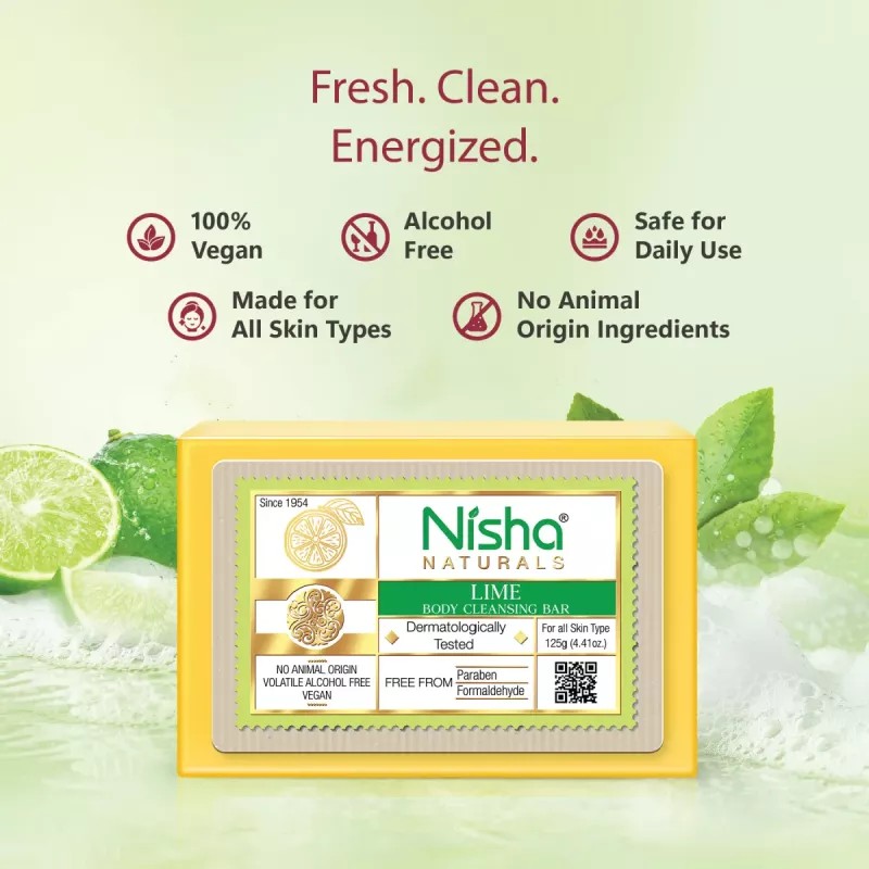 Nisha Lime Body Cleansing Bar (125g)