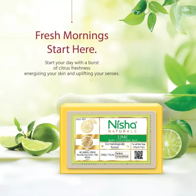 Nisha Lime Body Cleansing Bar (125g)