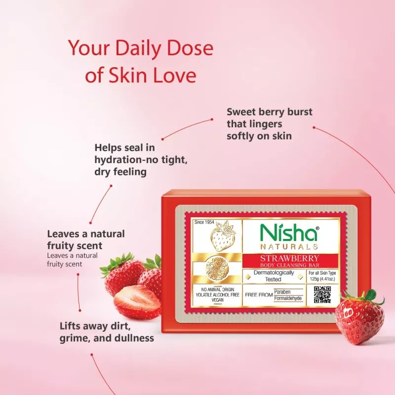 Nisha Strawberry Body Cleansing Bar (125g)