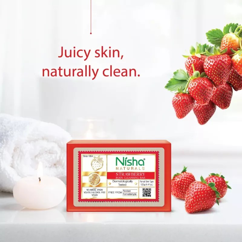 Nisha Strawberry Body Cleansing Bar (125g)