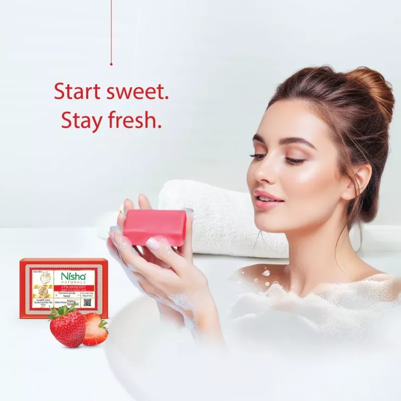 Nisha Strawberry Body Cleansing Bar (125g)