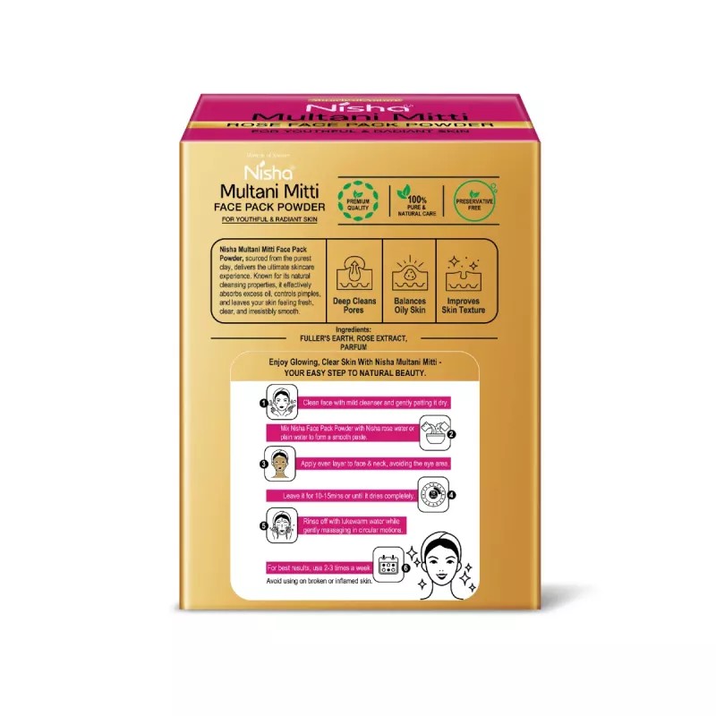 Nisha Multani Mitti Rose Face Pack Powder (100g, Pack of 3)