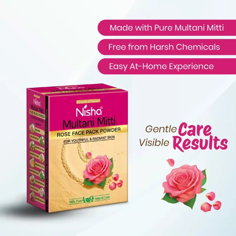 Nisha Multani Mitti Rose Face Pack Powder (100g, Pack of 3)