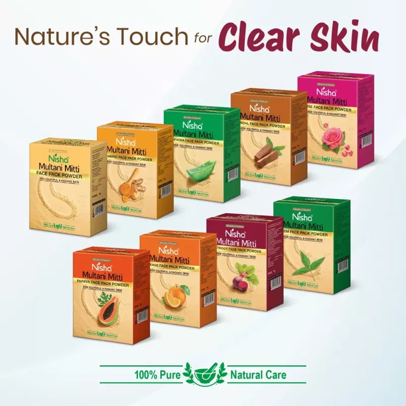 Nisha Multani Mitti Rose Face Pack Powder (100g, Pack of 3)