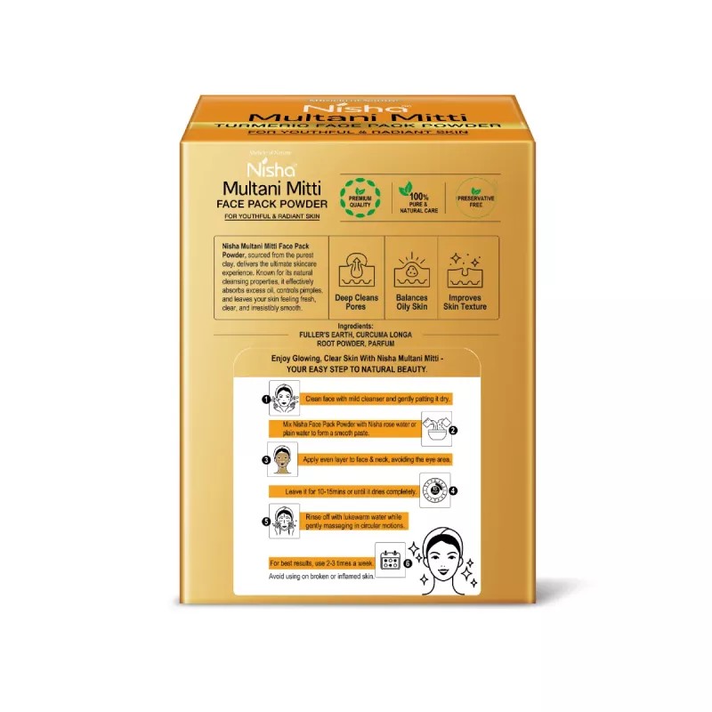 Nisha Multani Mitti Turmeric Face Pack Powder (100g, Pack of 3)