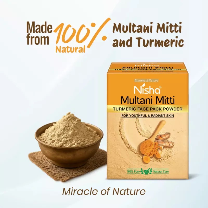 Nisha Multani Mitti Turmeric Face Pack Powder (100g, Pack of 3)
