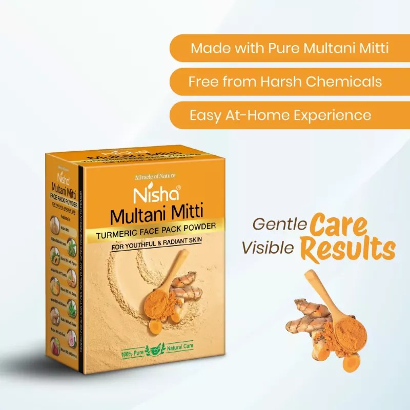 Nisha Multani Mitti Turmeric Face Pack Powder (100g, Pack of 3)