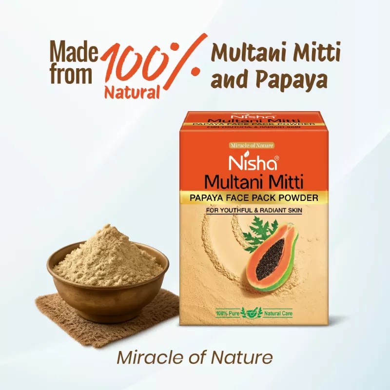 Nisha Multani Mitti Papaya Face Pack Powder (100g, Pack of 3)
