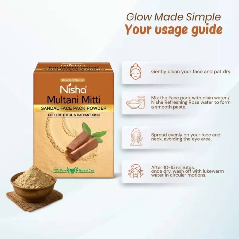 Nisha Multani Mitti Sandal Face Pack Powder (100g)
