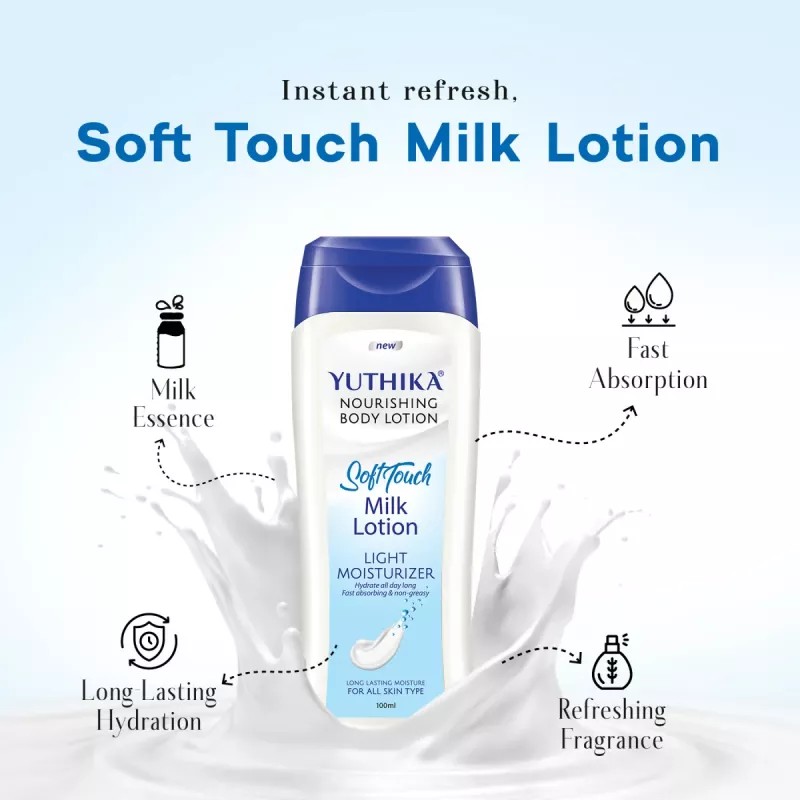 Yuthika Soft Touch Milk Lotion Light Moisturizer Body Lotion (100ml)