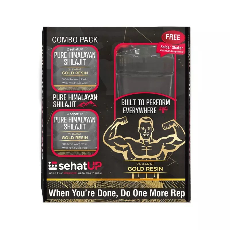 SehatUP Pure Himalayan Shilajit Gold Resin With Shaker (Each 20g + Shaker Free) (1Pack)