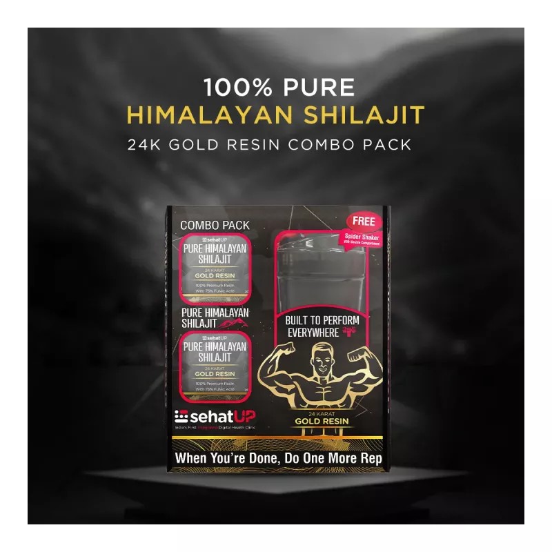 SehatUP Pure Himalayan Shilajit Gold Resin With Shaker (Each 20g + Shaker Free) (1Pack)