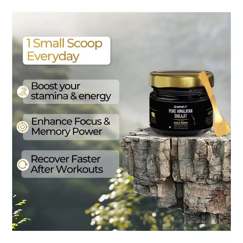 SehatUP Pure Himalayan Shilajit Gold Resin With Shaker (Each 20g + Shaker Free) (1Pack)
